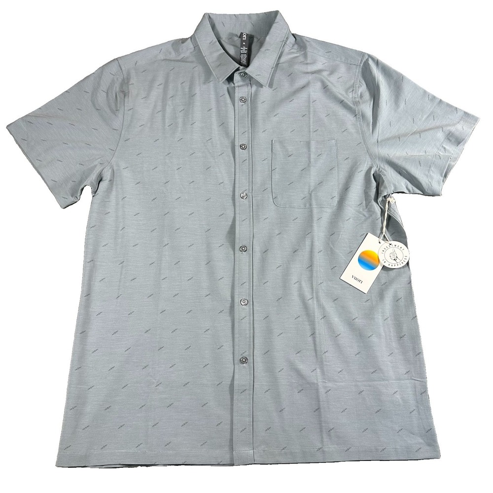 Vuori Bridge Shirt Mens XL Gray Daggers Performance Button Up Short Sleeve New